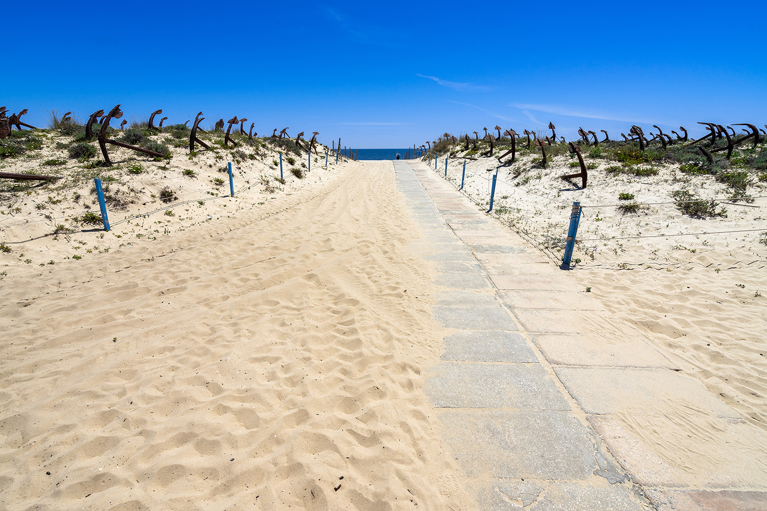 Vista del acceso a la Playa do Barril, en Portugal