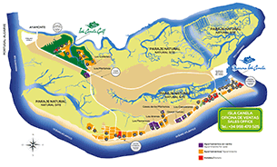 Mapa de Isla Canela en detalle