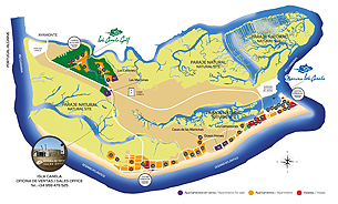 Mapa de Isla Canela en detalle
